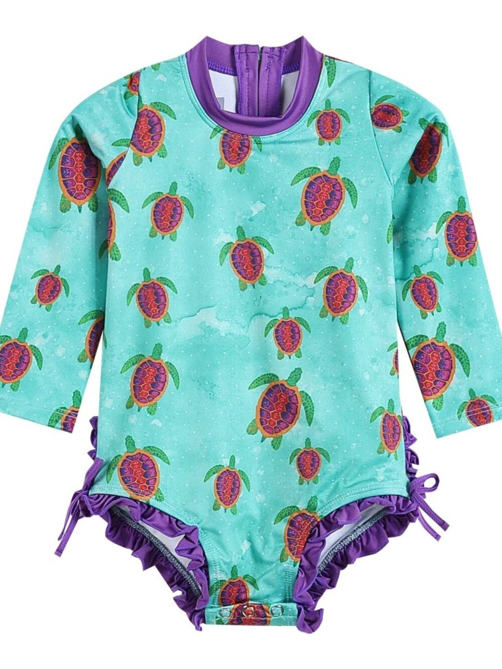 Turquoise Turtle Ruffle Swimsuit - Lil Cactus